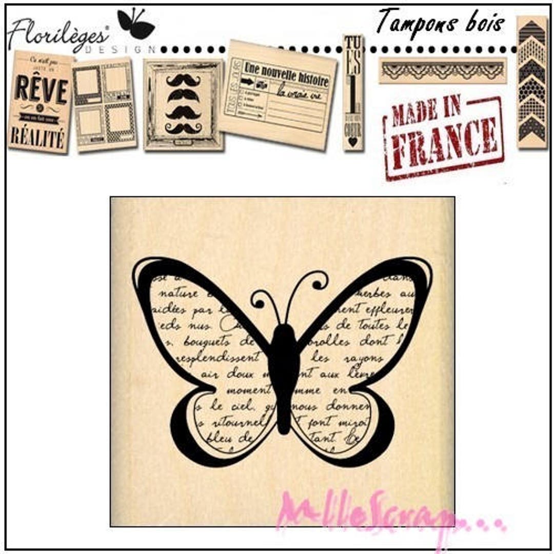 Wood Stamp Butterfly Stamp Tamponflorilege Design Made in Etsy