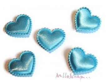 Appliques coeurs, coeurs tissu, embellissement scrapbooking, 10 pièces