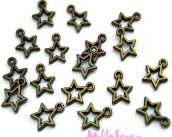 Breloques petites étoiles, petites étoiles bronze, breloques scrapbooking, 10 pièces