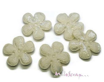 Appliques fleurs, fleurs tissu, embellissement fleurs, fleurs scrapbooking, 5 pièces