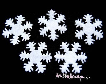 Snowflakes, snowflakefabric, Noel, scrapbooking embellishment, 5 pieces