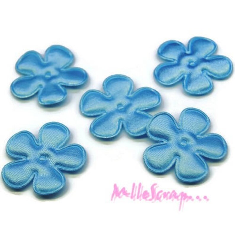 Appliques small flowers, fabric flowers, embellishment flowers, scrapbooking flowers, 5 pieces image 1