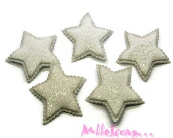Wall lamps stars, fabric stars, stars 32 mm, scrapbooking embellishment, 5 pieces