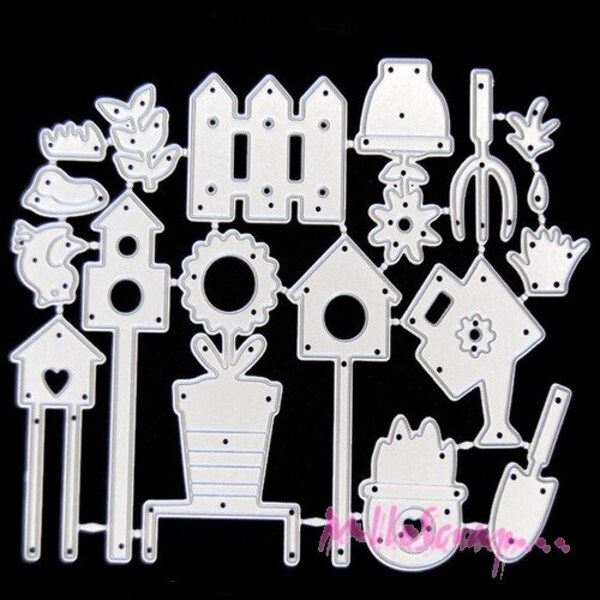 Die cut, matrice de découpe jardinage,, die cut scrapbooking, 16 pièces