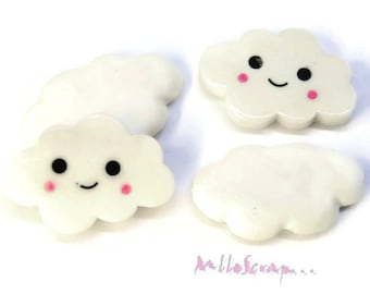 Cabochon cloud, nuvole di resina, pasta polimerica, abbellimenti di scrapbooking, 4 pezzi