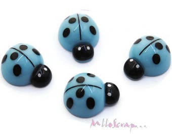 Ladybug cabochons, resin ladybugs, scrapbooking embellishment, 4 pieces