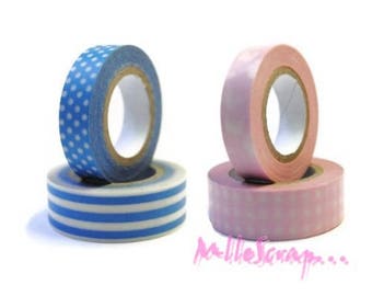 Masking tape roll tape-deco sticker, pink blue scrapbooking 4 rolls