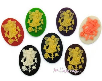 Cabochons fairy embellishment, scrapbooking, jewelry, 7 PCs cabochons, resin cabochons