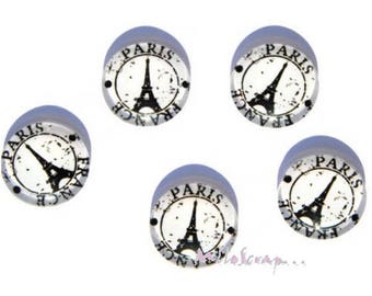 Cabochons verre Paris, Paris, voyage, embellissement scrapbooking, 5 pièces