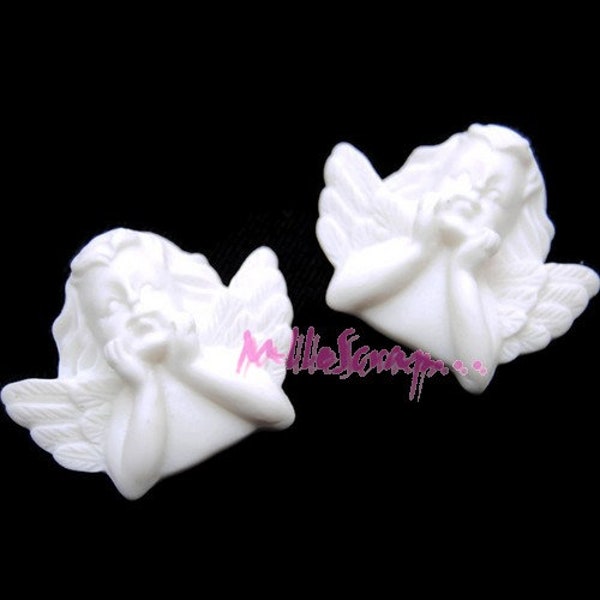 Cabochons petits anges, anges résine, embellissement scrapbooking, 2 pièces