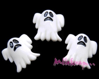 Ghost cabochons, ghosts resin, halloween, scrapbooking embellishment, 3 pieces