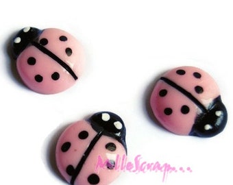 Ladybug cabochons, resin ladybugs, scrapbooking embellishment, 3 pieces