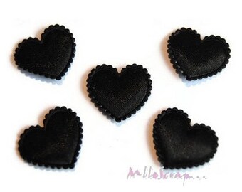 Applique hearts, fabric hearts, scrapbooking embellishment, 10 pieces