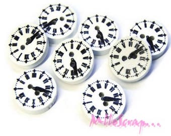 Boutons bois, boutons pendules, boutons scrapbooking, 8 pièces