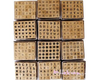 Mini alphabet stamps, wood (12 designs) Dovecraft scrapbooking, wholesale lot of 360