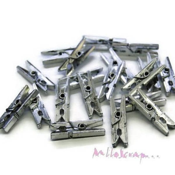 Pinces métallisées argent, embellissement scrapbooking, 20 pièces