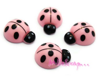 Ladybug cabochons, resin ladybugs, scrapbooking embellishment, 4 pieces