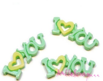 Cabochons I Love You, scrapbooking embellishment, 3 pieces