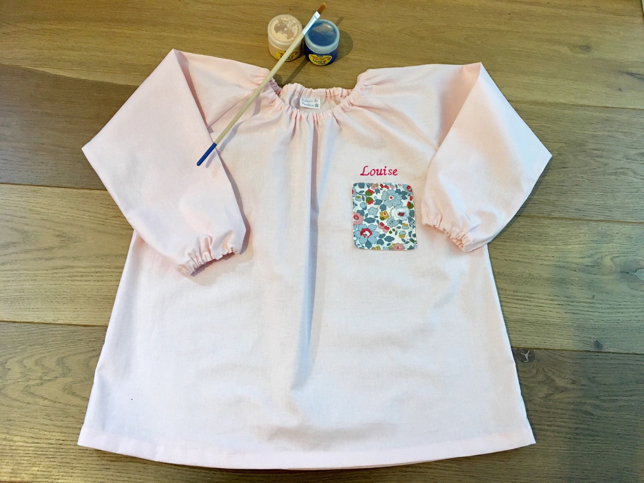 Blouse Peinture Maternelle Prénom Brodé