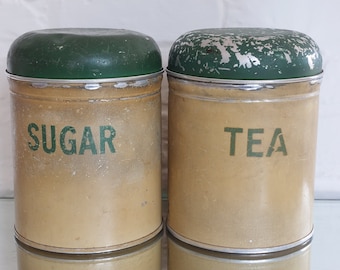Vintage Cake Tin Cream & Green Worcester Ware Kitchen Storage Tin