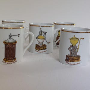France Chauvigny Porcelaine Small Espresso Coffee Cups- Grand Mere Veritable X 5