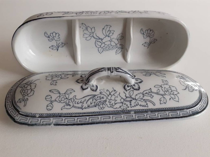 Antique Porcelain Toothbrush Razor Toiletry Lidded Box - Etsy