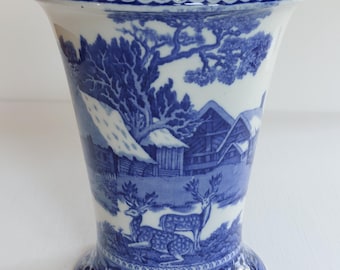 Rare Antique Wedgwood "Fallow Deer" Etruria England LARGE Flared Trumpet Vase c1910