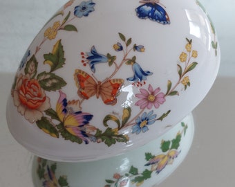 Vintage LARGE Aynsley Fine Bone China "Cottage Garden" Trinket Egg Dish!