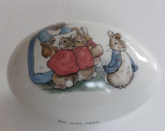 From England Tin Metal Easter Egg Box Peter Rabbit With Carrot on
