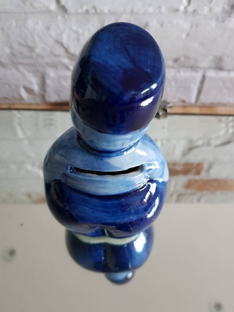 Delft Holland Vintage Blue /& White Ceramic Chubby Boy Dutch Figurine 5.5 Piggy Bank