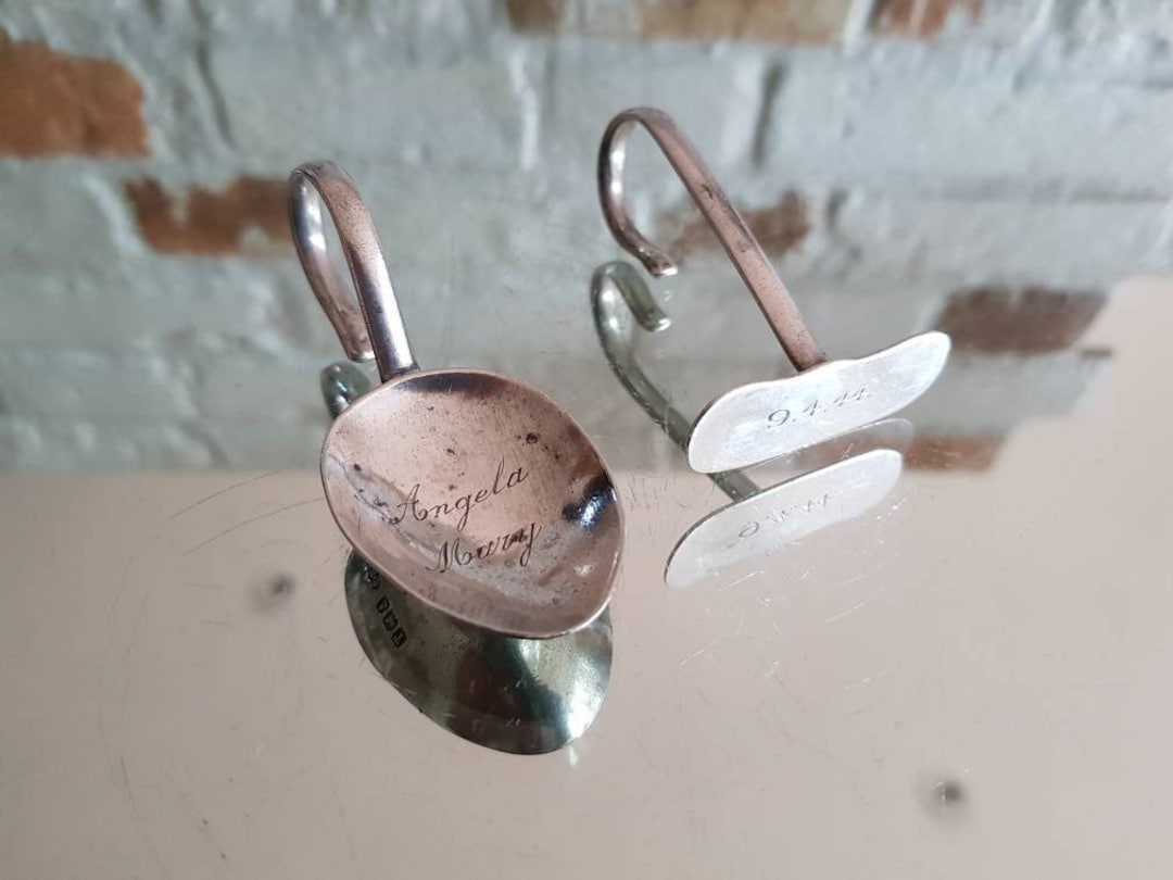 Antique Solid Silver Baby Pusher & Spoon J. E. Bushell Birmingham 1943