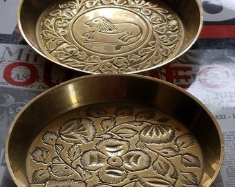 Set of 2 Brass Small Plates-Trinket Dishes!
