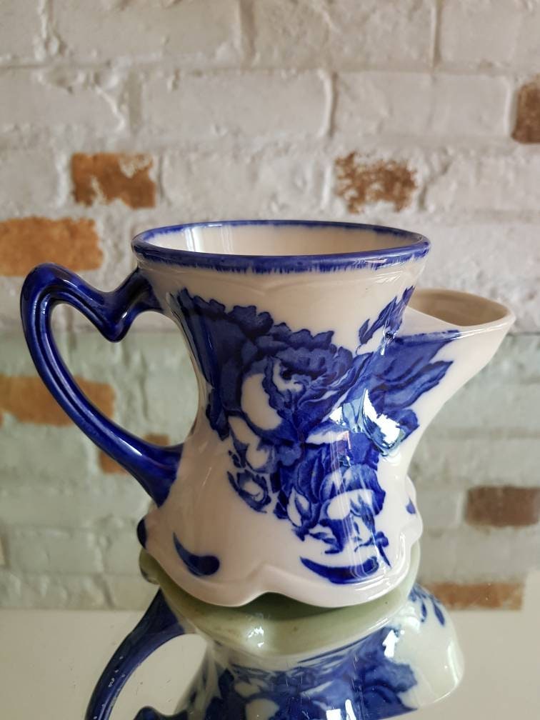 9" Tall Blue & White Asian Floral Lidded Jar New Burleigh-Style 100% Ceramic 