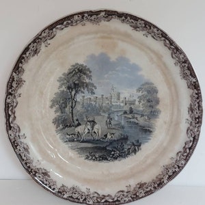 VERY RARE Early Victorian Ironstone China Large 11&quot; Footed Cake Stand- Tazza Windsor Castle c.1860- 1900