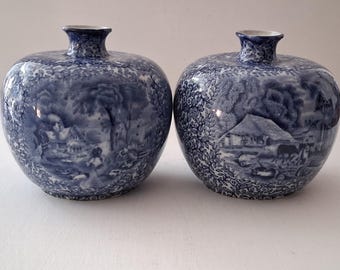Glorious Antique Pair Vases James Kent "Ye Olde Foley Ware" c1900