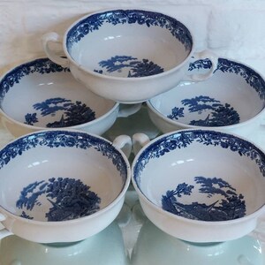 RARE Set of 5 &quot;Olde England Royal Tudor Ware&quot; Twin Handled Soup Bowls