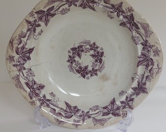 Fabulous Antique 10" Footed Platter- Dish "Ivy" Pattern T. Till & Son c1900