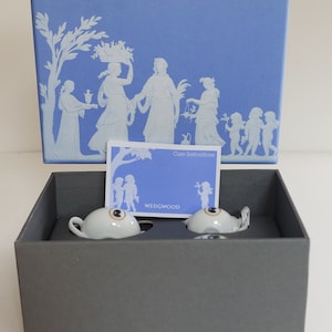 Wedgwood White Miniature Tea Set Cameo- Christmas Tree Hanging Ornaments Original Box- Never Used!