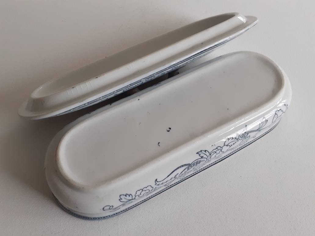 Antique Ceramic Toothbrush- Razor- Toiletry Lidded Box C1840- 1900 - Etsy