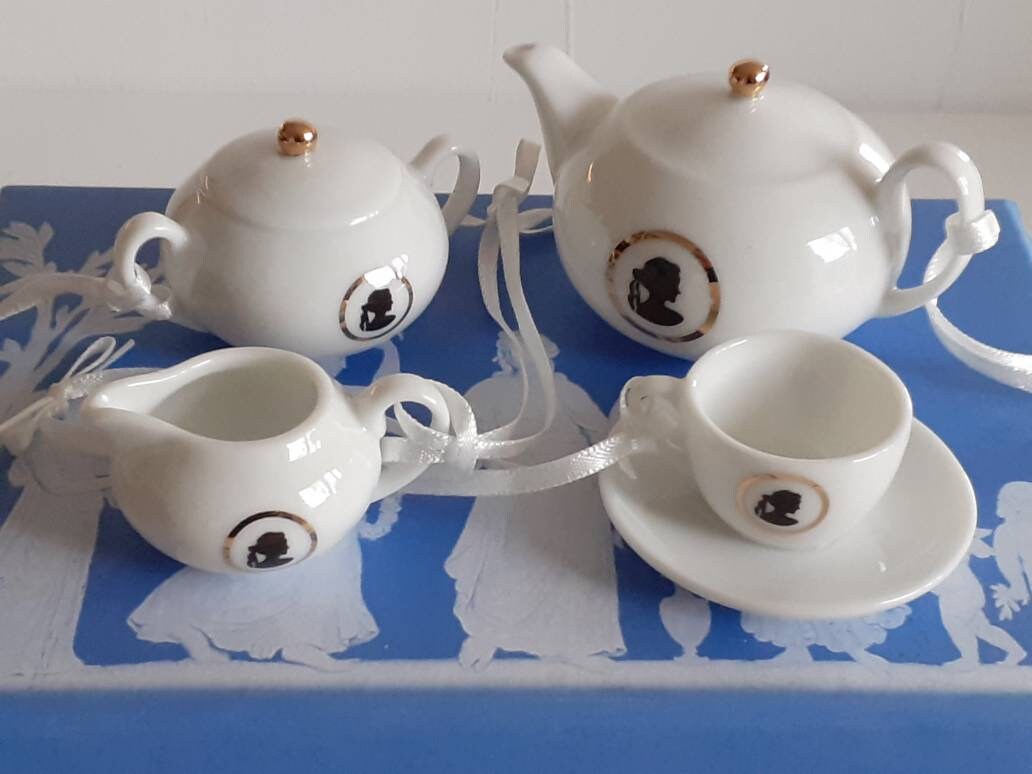 Wedgwood White Miniature Tea Set Cameo Christmas Tree Hanging Etsy UK