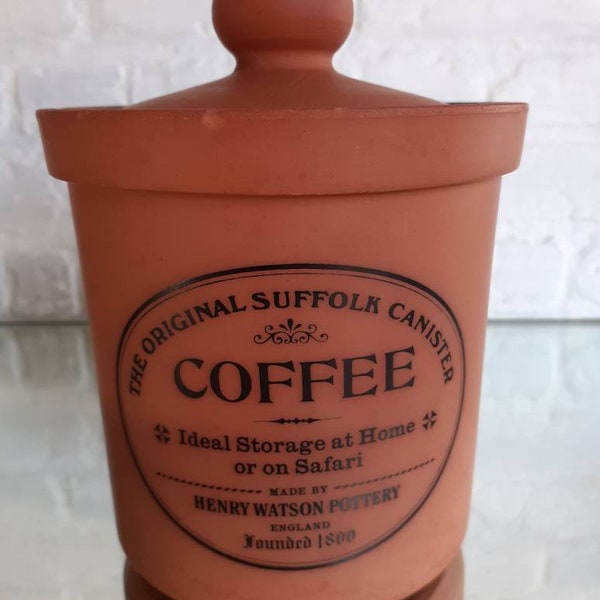 Vintage The Original Suffolk Henry Watson Pottery Terracotta Coffee Canister