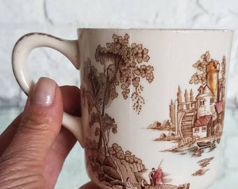 Rare Antique Johnson Bros "The Old Mill" Coffee Mug- 3.2" Tall