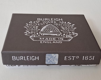 Rare Burleigh Ware Spode Black & White "Willow" Pattern Tea Bag Tidy- Rest Spoon- Unused- Original Box!
