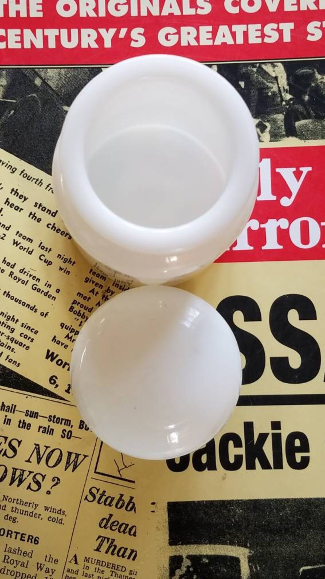 Vintage White Milky Glass Jar/Container Made in Belgium Etsy