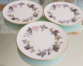 Set of 3 Small Side 6" Plates by Royal Worcester England "June Garland" 1961! Precious!