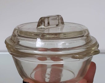 Vintage Retro Pyrex Clear Glass Lidded Small Casserole Dish- Rare Darling!