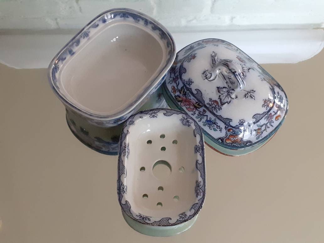 Rare Beautiful Antique China 3 Parts Soap Dish C.1920's Etsy UK