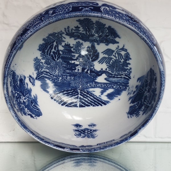 Scarce Antique Maling "Willow" Pattern- Newcastle On Tyne 7" Bowl c1910