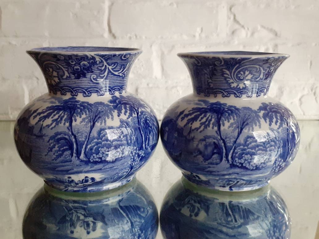 Rare Pair of Matching Vases Brown Westhead Moore & Co Blue Etsy
