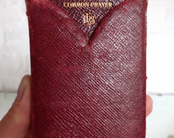 Antique Miniature Book Set: Burgundy Leather Case, Made in England c1900